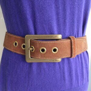 DKNY Genuine Suede Leather & Solid Brass Waist Belt Western Belt XS, USA ~ Brown